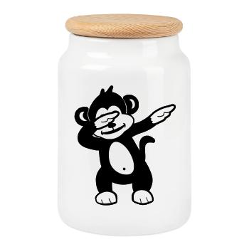 Monochromer Panda Wink Doodle - Keksdose mit Holzdeckel - Weiß - Vorne