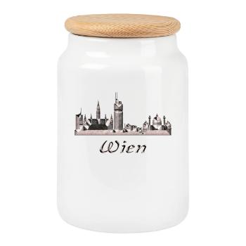 Vienna - Cookie Jar with Wooden Lid - white - Front