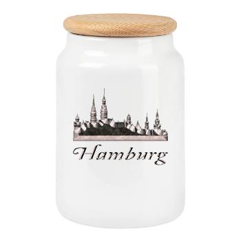 Hamburg - Keksdose mit Holzdeckel - Weiß - Vorne