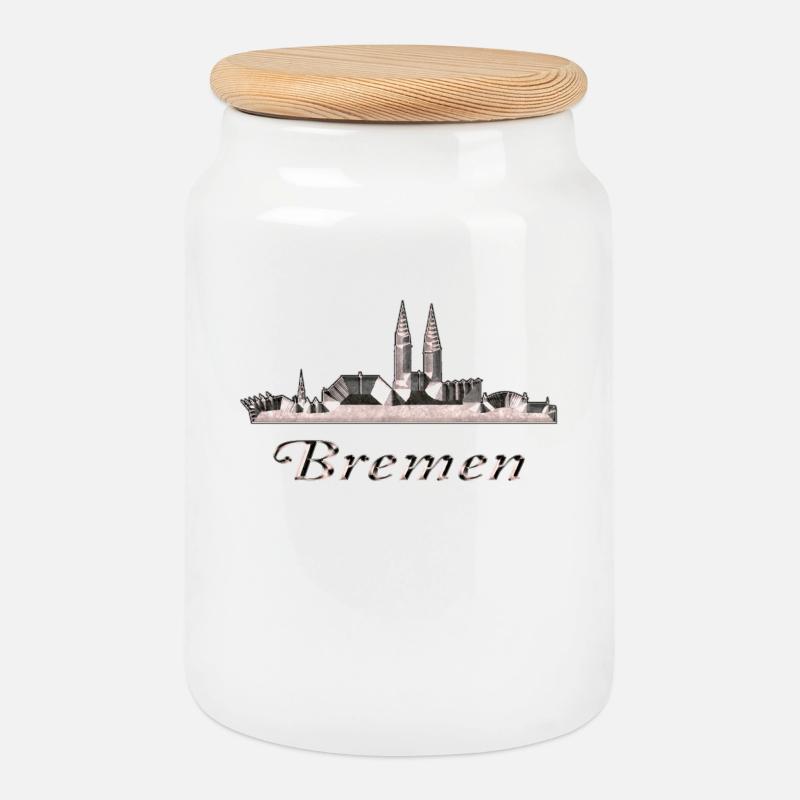 Bremen - Keksdose mit Holzdeckel - Weiß