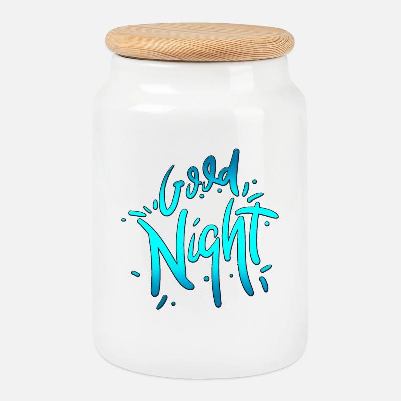 Good Night - Keksdose mit Holzdeckel - Weiß