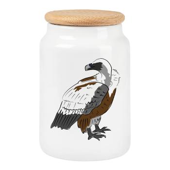 Impressive vulture in nature style - Cookie Jar with Wooden Lid - white - Front