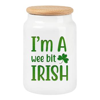 I Am A Wee Bit Irish - Cookie Jar with Wooden Lid - white - Front