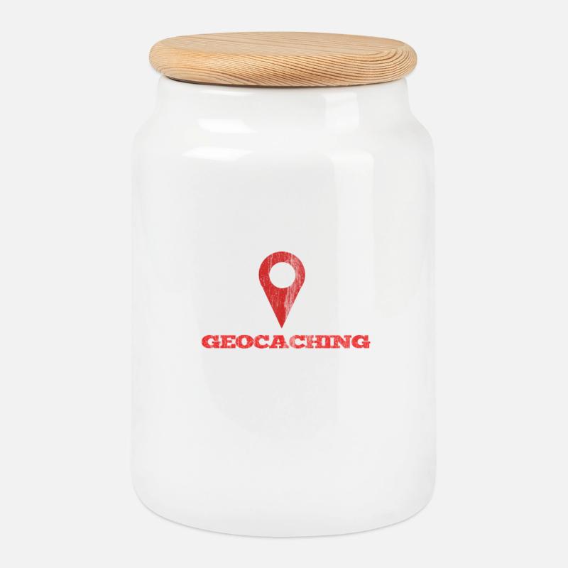 Geocaching - Keksdose mit Holzdeckel - Weiß