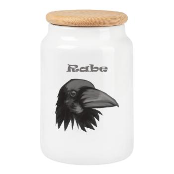corbeau - Boîte à biscuits avec couvercle en bois - blanc - Devant