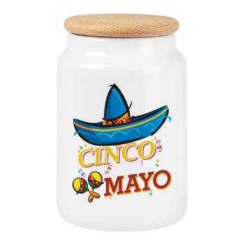 cinco de mayo - 5 de mayo - Boîte à biscuits avec couvercle en bois - blanc - Devant