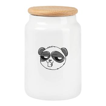 panda - Cookie Jar with Wooden Lid - white - Front