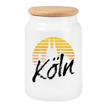 Köln Kölner Skyline Kölner Dom Vintage Geschenk - Keksdose mit Holzdeckel - Weiß - Vorne