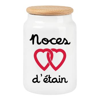 Noces d'étain - Boîte à biscuits avec couvercle en bois - blanc - Devant