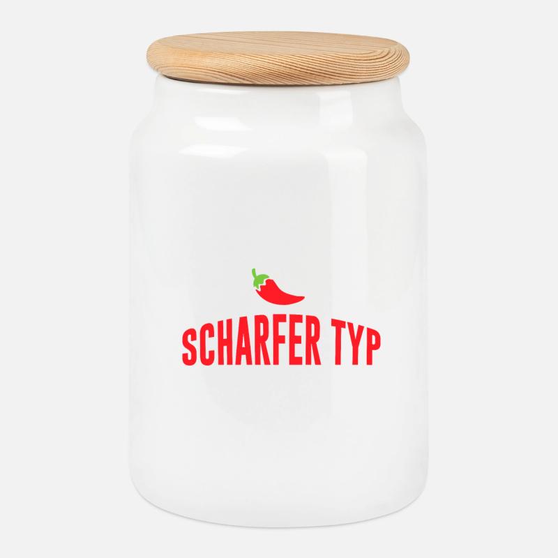 Scharfer Typ - Chili - Keksdose mit Holzdeckel - Weiß