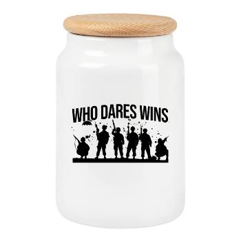 Who Dares Wins – Elite Military Silhouettes - Cookie Jar with Wooden Lid - white - Front