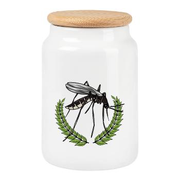 Insects Mosquito Mosquito Winner Laurel Wreath - Cookie Jar with Wooden Lid - white - Front