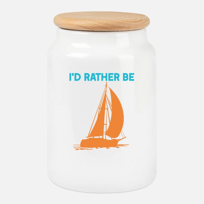 I'd rather be Sailing - Keksdose mit Holzdeckel - Weiß