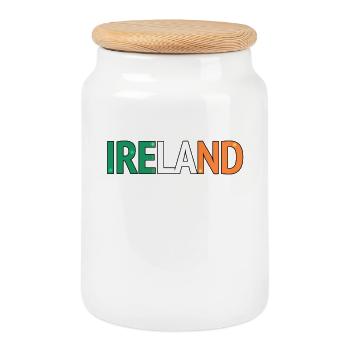 Typographie en blocs de couleur irlandaise - Boîte à biscuits avec couvercle en bois - blanc - Devant