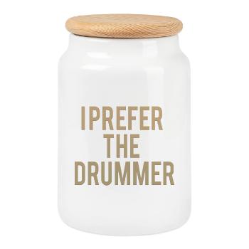 Je préfère le batteur - Boîte à biscuits avec couvercle en bois - blanc - Devant