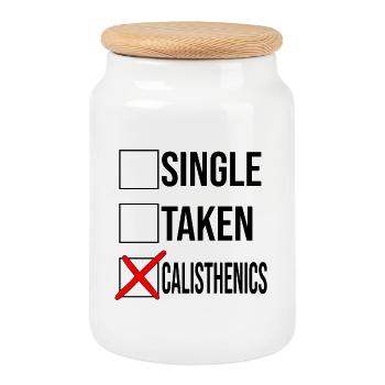 Calisthenics statt Beziehung Checkbox Design - Keksdose mit Holzdeckel - Weiß - Vorne