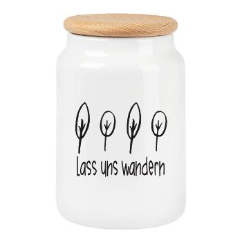 Wandern - Lass Uns Wandern - Keksdose mit Holzdeckel - Weiß - Vorne