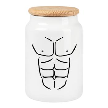 Sixpack Six pack Abs - Keksdose mit Holzdeckel - Weiß - Vorne