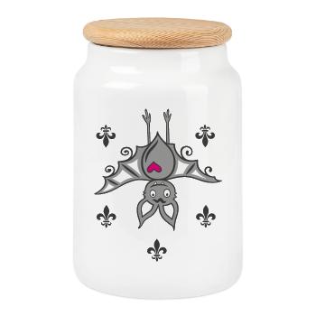 Vampire Bat Halloween - Cookie Jar with Wooden Lid - white - Front