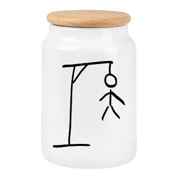 Pendu - Boîte à biscuits avec couvercle en bois - blanc - Devant