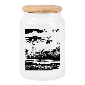 Angelus Fantasy Black Art Design - Cookie Jar with Wooden Lid - white - Front