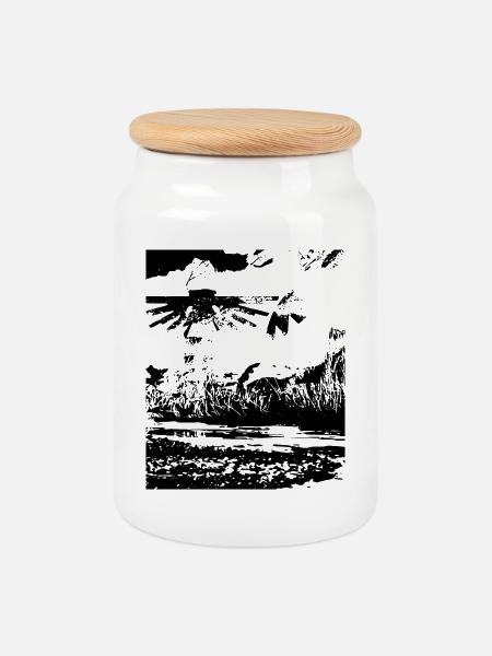 Angelus Fantasy Black Art Design - Keksdose mit Holzdeckel - Weiß