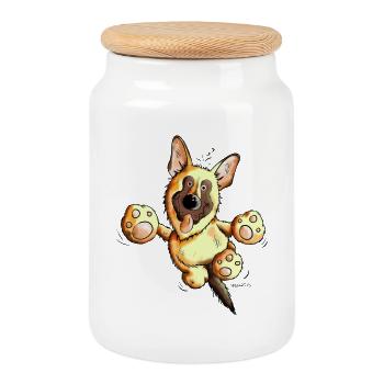 Funny German Shepherd - Cookie Jar with Wooden Lid - white - Front