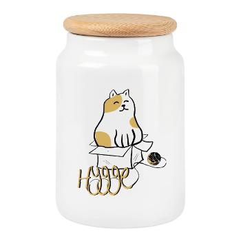 hygge - Cookie Jar with Wooden Lid - white - Front