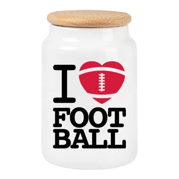 I love football - Cookie Jar with Wooden Lid - white - Front