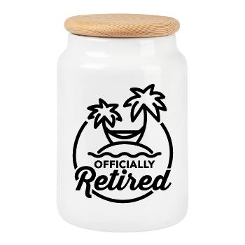Officially retired - Cookie Jar with Wooden Lid - white - Front