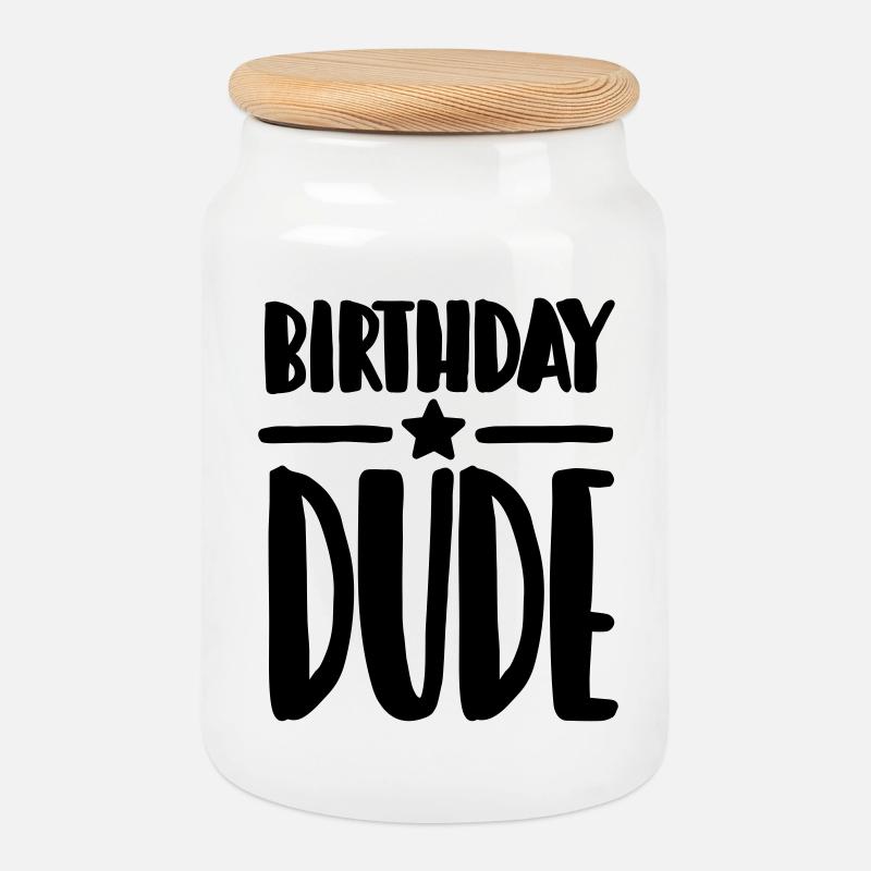Birthday Dude - Keksdose mit Holzdeckel - Weiß
