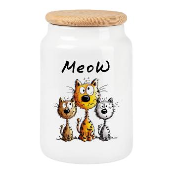 Best Friends - Cats - Meow - Cat - Gift - Cookie Jar with Wooden Lid - white - Front