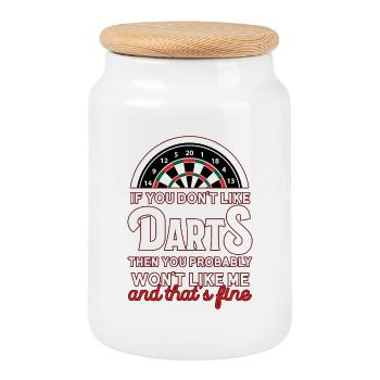 Darts Humor Saying Shirt - Cookie Jar with Wooden Lid - white - Front