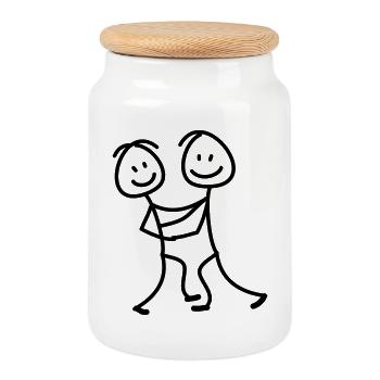 dancing - Cookie Jar with Wooden Lid - white - Front