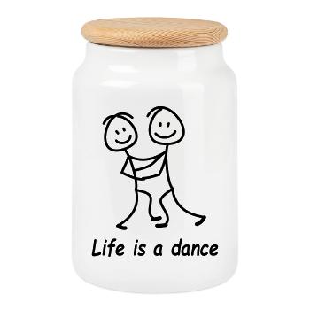 dancing - Cookie Jar with Wooden Lid - white - Front