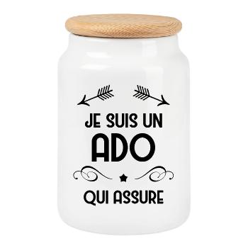 adolescent / enfant / ado / adolescente - Boîte à biscuits avec couvercle en bois - blanc - Devant