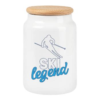 Ski Sport - Keksdose mit Holzdeckel - Weiß - Vorne