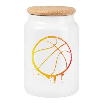 Basketballer - Basketball - BBall - Basket Ball - Keksdose mit Holzdeckel - Weiß - Vorne