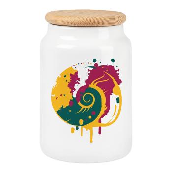 Graffiti d'un escargot fossile - Boîte à biscuits avec couvercle en bois - blanc - Devant