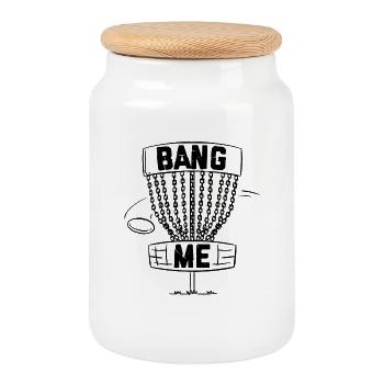 Disc Golf - Boîte à biscuits avec couvercle en bois - blanc - Devant