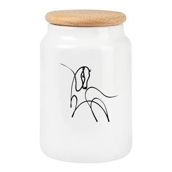 Pony One Line Art - Keksdose mit Holzdeckel - Weiß - Vorne