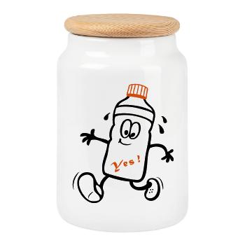 Athlete, Jogger - Cookie Jar with Wooden Lid - white - Front