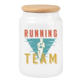 Graphique du Club de Sprint de l’équipe de course rétro - Boîte à biscuits avec couvercle en bois - blanc - Devant