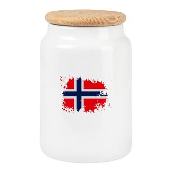 Éclaboussure du drapeau norvégien - Boîte à biscuits avec couvercle en bois - blanc - Devant