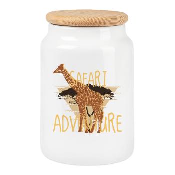 Safari Adventure – Giraffe Savanna Vibes - Cookie Jar with Wooden Lid - white - Front