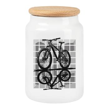 Minimalisme et contrôle – VTT semi-rigide - Boîte à biscuits avec couvercle en bois - blanc - Devant
