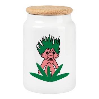 Troll yourself out! - Cookie Jar with Wooden Lid - white - Front