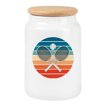 Tennis Crossed Tennis Racquets Retro - Cookie Jar with Wooden Lid - white - Front