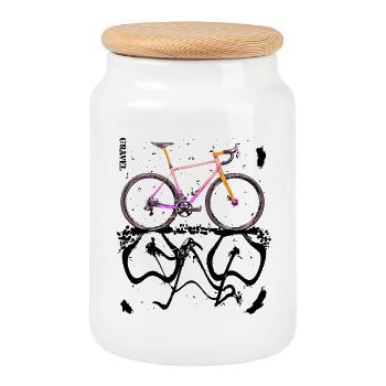 Cyclisme, aventure et liberté : le vélo de gravier - Boîte à biscuits avec couvercle en bois - blanc - Devant
