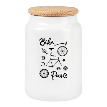 Bike Parts - Boîte à biscuits avec couvercle en bois - blanc - Devant
